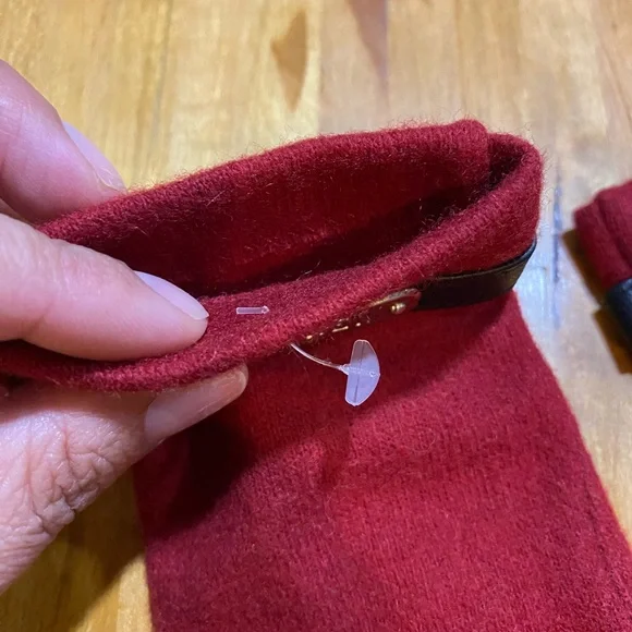 Lauren Ralph Lauren Red Wool Blend Gloves Women’s Size S/M Leather Trim - Picture 4 of 6